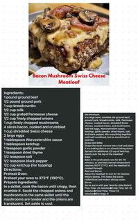 Bacon Mushroom Swiss Meatloaf