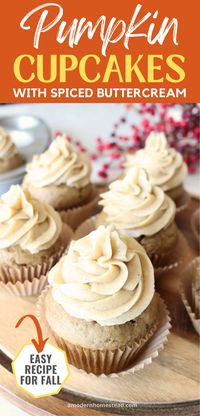 These fluffy pumpkin cupcakes are perfect for fall. Enjoy the delicious flavors of the season with the delightful pairing of a spiced buttercream icing and be sure to serve them at your next event for an instant hit!