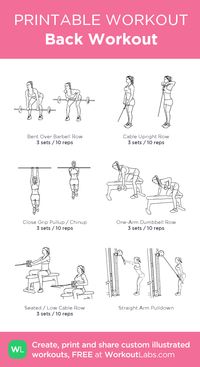 Back Workout: my visual workout created at WorkoutLabs.com • Click through to customize and download as a FREE PDF! #customworkout