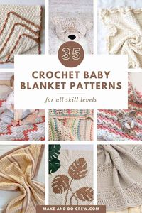 Learn how to crochet a baby blanket with this collection of crochet baby afghans, curated by Make and Do Crew. From quick and simple, to chunky and colorful crochet baby blankets, there is a pattern for every skill level. Many of these crochet baby blanket patterns are made with easy and basic stitches. These DIY baby blankets are great baby shower gift idea or gender neutral nursery decor. Visit the blog for this free crochet pattern today. - Best Baby Blankets to Crochet