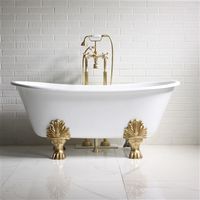 'The Fountains' 59" Cast Iron French Bateau Clawfoot Tub with Fixtures