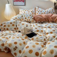 Autumn theme orange pumpkins pattern print aesthetic bedding duvet cover set. This one is a perfect addition for vintage aesthetic rooms or Halloween seasonal bedroom decoration. Material: 100% Polyester Inner/Comforter/Pillows not included. See package configuration and sizes below: Single: 1x Duvet Cover: 59x79in (150x200cm)1x Flat Sheet: 71x90in (180x230cm) 1x Pillow Case: 19x29in (48x74cm) Twin : 1x Duvet Cover: 59x79in (150x200cm)1x Flat Sheet: 71x90in (180x230cm) 2x Pillow Case: 19x29in (4