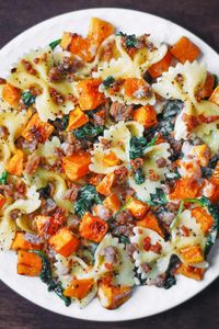 Creamy Butternut Squash Pasta with Sausage and Spinach