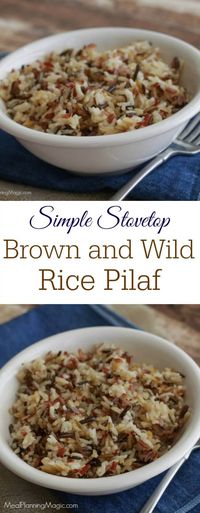 With only four ingredients including flavorful Parmesan cheese, this Simple Stovetop Brown and Wild Rice Pilaf is a perfect addition to any meal and full of flavor too! Recipe at MealPlanningMagic.com