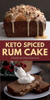 This keto rum cake is rich and tender, with the sweet intensity of dark rum and spices. Delicious on its own or with a dollop of sugar-free whipped cream, it's the perfect holiday dessert. 