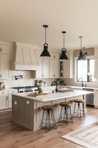 Modern, white and chic kitchen design with just the right amount of homeyness. Above depicts the popular modern farmhouse kitchen interior.