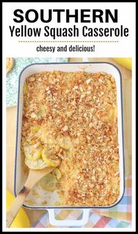 Yellow squash casserole is a popular Southern side dish for family gatherings, Sunday dinners, and potlucks. The casserole is made with fork tender yellow squash baked in a creamy, cheese sauce that is topped with a crunchy, buttery ritz crackers topping.