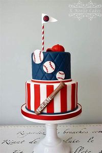 Baseball theme birthday cake By K Noelle Cakes | Baseball birthday ...