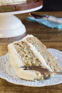 This Fresh Banana Cake is moist and dense like any good made from scratch banana cake should be, and it’s topped with a fluffy cinnamon cream cheese frosting. Your friends & family will devour this delicious cake. #cake #bananacake #banana #cakerecipes