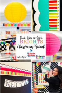 If you are looking for a colorful, classy classroom theme, the Black, White & Stylish Brights Collection by Schoolgirl Style from Carson Dellosa is for you! Learn more on the blog about this beautifully designed classroom decor collection that is perfect for any grade! #carsondellosa #schoolgirlstyle #classroommakeover #classroomdesign #classroomtheme #classroomdecor #designtips #classroom organization