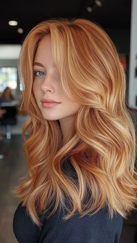 Sweeten your style with Strawberry Blonde Balayage, featuring vibrant pink-blonde highlights for a fresh, playful look. Perfect for adding a touch of fun and elegance. Click to explore more and follow us for the latest hair inspirations! #StrawberryBlondeBalayage #HairColor #Balayage #BlondeHair #2024Trends