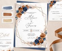 Terracotta wedding invitation rust wedding Template Download | Etsy