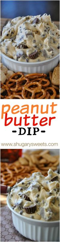 Reese's PB Cookie Dough Dip: a creamy cookie dough dip (no egg) that is perfect for your next party! #Reese's #peanutbutter #gameday