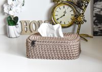 Box cover, Kleenex box cover, Crochet tissue box, Rectangular box cover, Scandinavian style, Crochet home decor, Earth colors