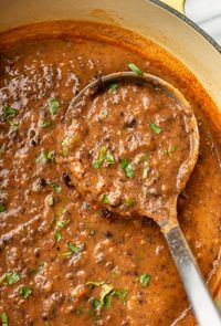 This black bean soup recipe is freezer friendly and makes amazing leftovers! It's ready in half an hour and has simple ingredients.