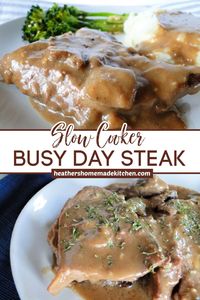 Your slow cooker will do all the work with this easy and delicious Crock Pot Busy Day Steak. The end result will be the most tender beef with a delicious and creamy gravy! A perfect meal for those busy days!