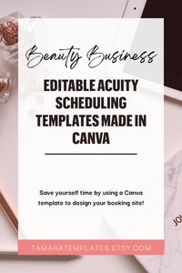 Are you running a new beauty business from a salon or your home? Do you need to revamp your Acuity scheduling booking site? 

Using an Acuity site is a great way to streamline your beauty business bookings. As a busy small business owner, you probably don't have time to design one from scratch. Save yourself time and get one of my booking site design templates. 

They are all Canva templates - making it easy for you to customize to your brand. Visit my Etsy shop and see for yourself today!