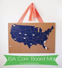 USA Cork Board Map - Perfect home decor idea for families that love to travel!