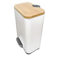 Tao Matte White Metal/Bamboo Rectangular 5L Step Can/Removable Liner | At Home