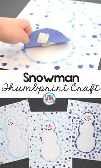 Create this Snowman Thumbprint Art in your kindergarten classroom as your next winter craft! It's a great fine motor snowman craft idea for kids.