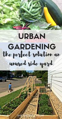 If you've ever lived on a corner lot, you'll be familiar with the wasted space known as the side yard. Put that outdoor space to use and make an urban garden with raised beds and crushed rocks. Keeps the weeds and plants under control so you can manage to garden even with your busy life.