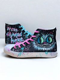 Our designs are hand painted on high quality KOKO ART branded canvas shoes with waterproof fabric paint, which is then sealed and heated to ensure the longevity of the colours. Our products are also machine washable at 30 degrees. The main design is only painted on the outer side of each shoe. The inner sides are decorated with watercolour/textured shading or they are left blank white. This is left to the artist based on what goes best with the chosen design. Each design can be fully customised. You can tell us in the design description box or you can upload a file with the exact customisation you wish. For example you can change the colour theme, swap a character or a portrait to your own choosing etc. You can also choose any of the four shoe styles below. Colourful laces are not included