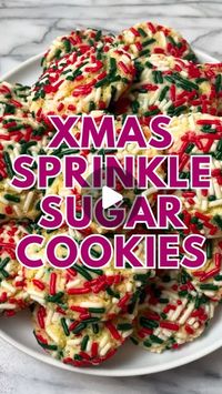 Kathleen ~ Easy, Everyday Recipes on Instagram: "XMAS SPRINKLE SUGAR COOKIES 🎅🏼 Follow @KathleensCravings for more holiday recipes and grab the recipe below! ⬇️ 

OR comment Recipe Please and I’ll DM you the recipe for easy printing!

I love that this makes a smaller batch of cookies (15-20 cookies), is a fun use for festive sprinkles, and are easy to make! Or it’s easy to double the recipe and then make ~3 dozen cookies.

* 1 ½ cups all purpose flour
* 1 ½ teaspoons baking powder
* ¼ teaspoon kosher salt
* ½ cup unsalted butter, softened to room temperature
* ¾ cup white granulated sugar
* 1 large egg
* 1 ½ teaspoons vanilla extract
* ⅓-1 cup sprinkles, depending if you want to roll the cookies in sprinkles

1. In a medium bowl, whisk together the flour, baking powder and salt.
2. Using