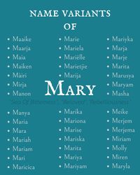 Variants of the name Mary. #names #nameideas