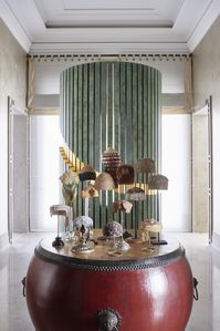 Luxury International Interior Architecture and Design project by Katharine Pooley. Red lacquered Chinese temple drum.