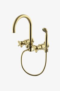 Discover Henry Exposed Wall Mounted Tub Filler With Handshower and Metal Cross Handles Online | Waterworks