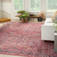 Machine Washable Oriental Red Area Rug
