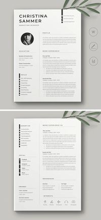 Resume CV Template MS Word & InDesign. 2 page Resume + Cover Letter