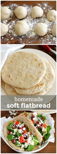 Homemade Soft Flatbread -- perfect for pita sandwiches, pizzas or to scoop your favorite dip! girlversusdough.com @girlversusdough