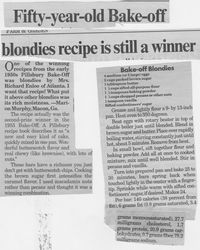 Newspaper Clipping Recipe of Bake-Off Blondies