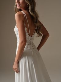 Avery Chiffon Backless A-line Wedding Gown | Maggie Sottero