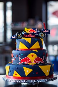 Ignite his racing spirit with a Red Bull F1 birthday cake designed for speed enthusiasts. These cakes capture the essence of Red Bull Racing with vivid blue and silver designs, detailed logos, and dynamic racing motifs, perfect for a man who lives in the fast lane.#f1 #formula1 #birthdaycake #cakeideas #cakedecorating #celebration #racing #fastcars #partyideas #sportsbirthday