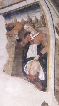 1508 Temptation of Saint Anthony San Giovanni Battista church Salbertrand, Italy