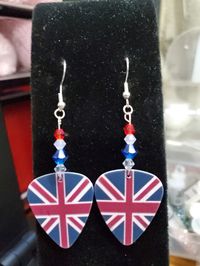 UnionJack guitar pick  Earrings - The U.K. Flag.