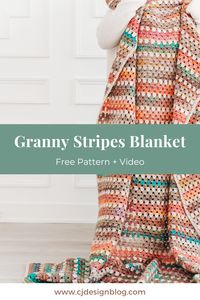 In your Granny Stitch era? This Primavera Blanket it's perfect for beginners, giving the Granny Stitch look that everyone loves! A free pattern and video tutorial by CJ Design Blog