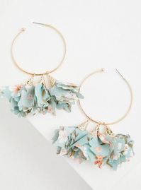 Hoop, there it is! A bold floral design updates these hoop earrings that will surely make a statement. 2. 5” inner diameter. Lever backs. Base metal. Imported. The best plus size women's gold-tone teal floral hoop earrings in teal. Torrid is your destination for the freshest spring and summer styles. Torrid is your destination for plus size SALE > CLEARANCE merchandise.