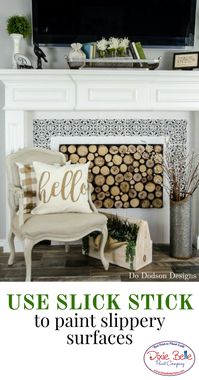 Paint your fireplace with Dixie Belle Paint! Use Slick Stick for slippery surfaces first. This fireplace was painted with the color Caviar. White Lightning cleaner and Gator Hide were also used.   #dixiebellepaint #bestpaintonplanetearth #chalklife #homedecor #doityourself #diy #chalkmineralpaint #chalkpainted #easypeasypaint #makingoldnew #whybuynew #justpainting #paintedfurniture