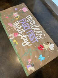 Custom hand-painted party banner--perfect for any theme & any occasion. Standard sizing is 30in x 60in Message me for other sizing  Standard turnaround time is 4-6 weeks, feel free to message me if you need it sooner and I will do my best to accommodate.