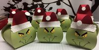 2015 Grinch curvy boxes. CS Color Pear Pizzazz ,  filled with  the green Hershey kisses from the holiday bag to put inside.  Created by Patricia  Abi-Hassan