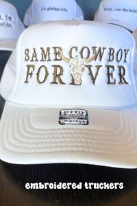 Western Bachelorette Trucker Hats Same Cowboy Forever Nashville Bach Party Embroidered Bride Hats Bridal Shower Gift Wife Truckers Wifey - Etsy