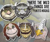 Where the Wild Things Are Printed Mask Set 10 Masks great party favor!! at https://www.etsy.com/listing/274280348/10-printed-where-the-wild-things-are