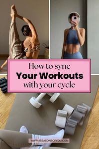 Cycle syncing can be life changing. By syncing your exercise with the different phases of menstrual cycle, you can minimize those annoying PMS symptoms you get before your period, balance hormones naturally, boost metabolism and achieve your fitness results. cycle synching, cycle sync workout plan, menstrual cycle workout plan,  period seasons. Cycle syncing workout guide