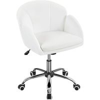 When shopping for a home/office chair, the color and style grab your attention first. This rolling desk chair will not be out of your expectation. Smooth faux leather and soft foam make this task chair comfortable to sit in; a sturdy metal foot base and five multidirectional casters allow you to move from one work task to another. With an SGS-certified pneumatic cylinder, you can use the adjustment lever to lift the seat within the range of 18-22 from the ground. The tilt tension knob can help y