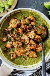 Roasted Cauliflower in Poblano Sauce