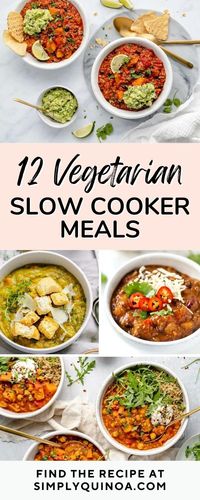 I've rounded up 12 of my absolute favorite Vegetarian Meals that can be made in the Slow Cooker for you! We've got lots of delicious recipes in here. Many of these recipes are my own, but I've also included recipes from some of my favorite bloggers. There's sure to be something for everyone on this list!