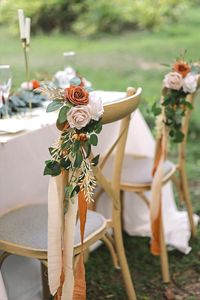 Lookein Pew Flowers for Wedding Ceremony Chair Decorations Set of 8 Aisle Decorations Bench Decoration Wedding Aisle Chair Decoration, Rustic Terracotta #autumn #wedding #sponsored